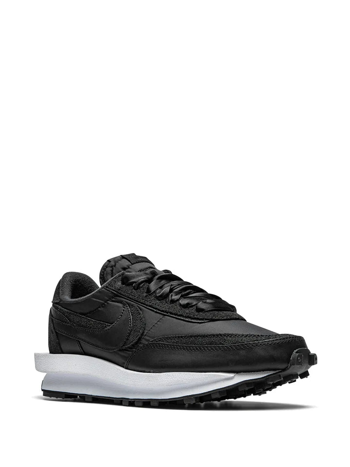 X Sacai Ldwaffle Black Nylon Sneakers