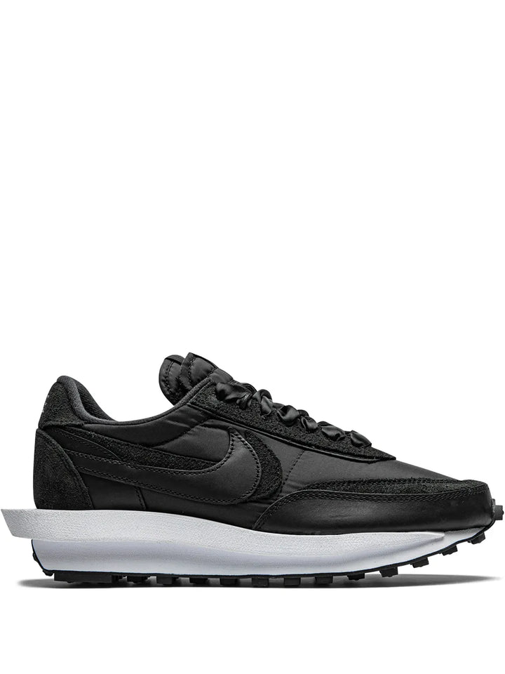X Sacai Ldwaffle Black Nylon Sneakers