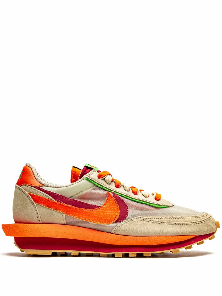 X Sacai X Clot Ldwaffle Net Orange Blaze Sneakers