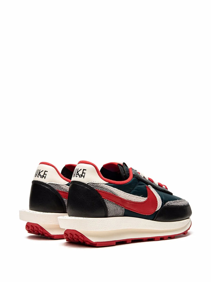 X Undercover X Sacai X Ldwaffle Midnight Spruce University Red Sneakers