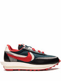 X Undercover X Sacai X Ldwaffle Midnight Spruce University Red Sneakers