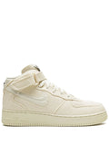 X Stussy Air Force 1 Mid Fossil Sneakers