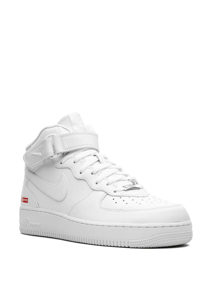 X Supreme Air Force 1 Mid Mini Box Logo White Sneakers